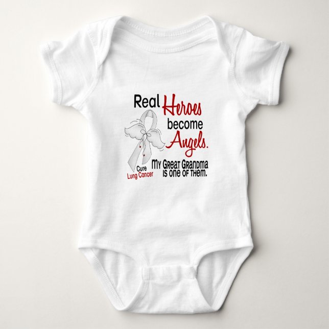 Heroes Become Angels Great Grandma Lung Cancer Baby Bodysuit (Front)