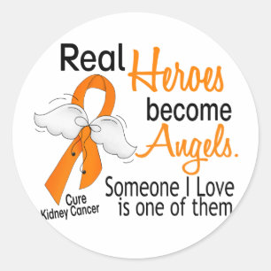 Heroes Become Angels Kidney Cancer Classic Round Sticker