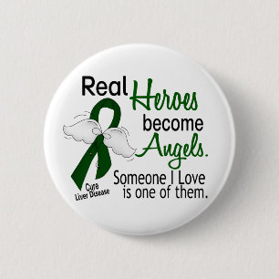 Heroes Become Angels Liver Disease Pinback Button