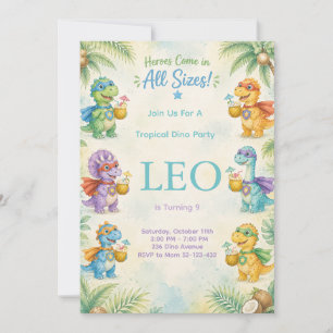 Heroes Come in All Sizes Dinosaur Birthday Invitation