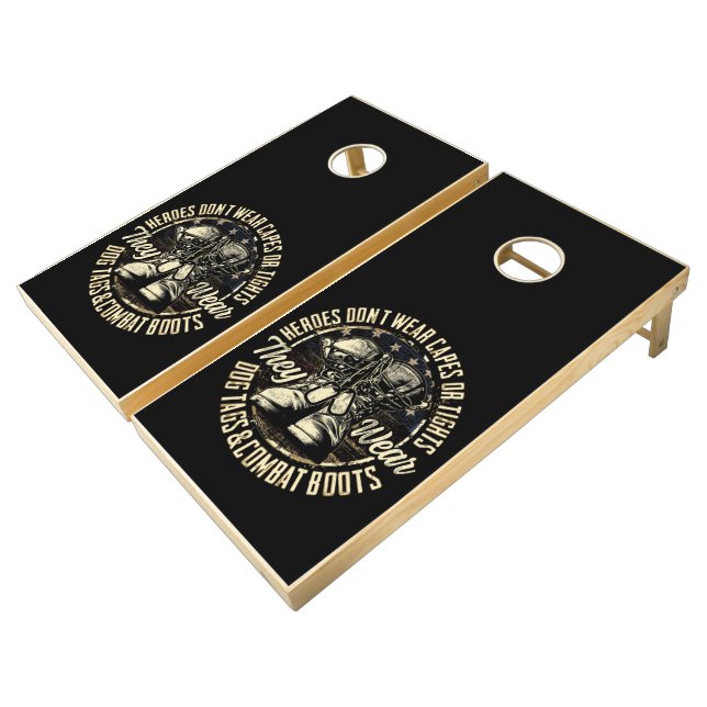 Heroes Don't Wear Capes Cornhole Set (Angled)