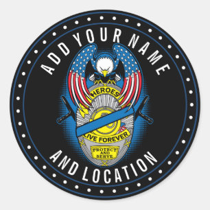 Heroes Live Forever Police Memorial Badge Classic Round Sticker