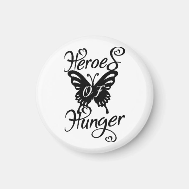 Heroes of Hunger Round Magnet Butterfly (Front)