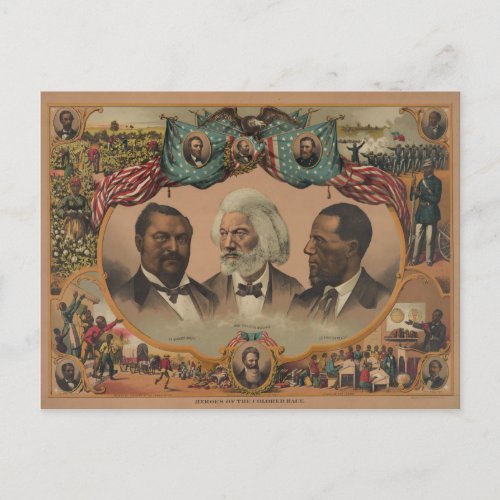 Heroes of the Colored Race 1881 Frederick Douglass Postcard