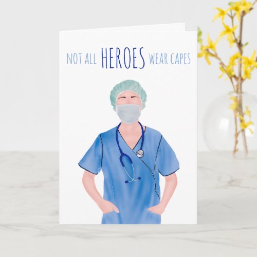 Heroes stethoscope nurse illustration thank you card