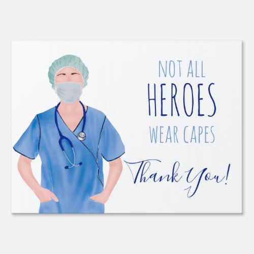 Heroes stethoscope nurse illustration thank you sign