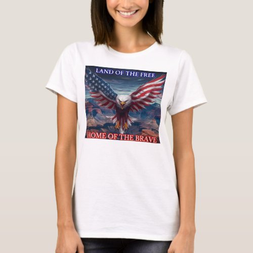 Heroic Bald Eagle Land Of The Free White  T_Shirt