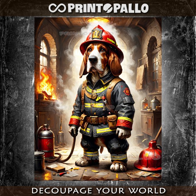 Heroic Basset Hound dog acting as a Firefighter -  Tissue Paper (Creator Uploaded)
