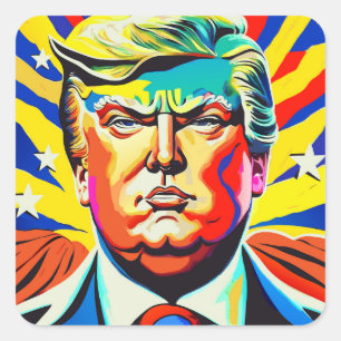 Heroic Donald Trump Patriotic President Portrait Square Sticker