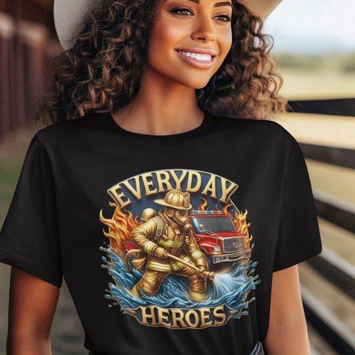 Heroic Firefighter Battles Blaze T_Shirt
