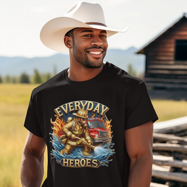 Heroic Firefighter Battles Blaze T-Shirt (Creator Uploaded)