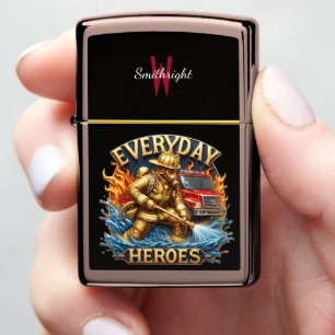 Heroic Firefighter Battles Blaze Zippo Lighter