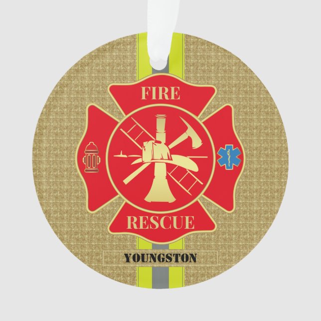 Heroic Firefighter Maltese Cross Design Ornament (Front)