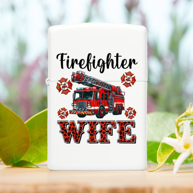 Heroic firefighter wife tribute in vibrant colors zippo lighter (On Table)