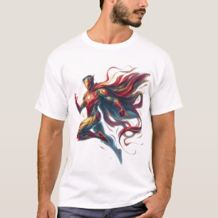 Heroic Glow: Hand-Painted Superhero Art T-Shirt De