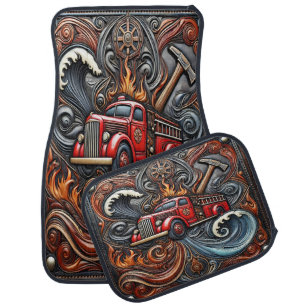 Heroic Truck Leather Artwork Car Floor Mat