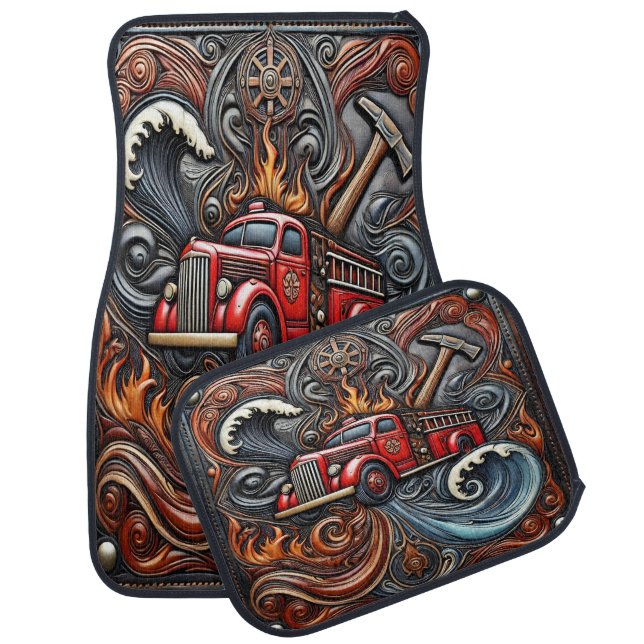 Heroic Truck Leather Artwork Car Floor Mat (Set)