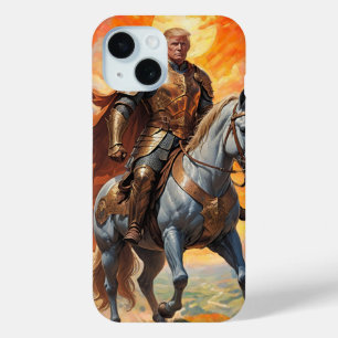 Heroic Trump Warrior in Golden Armor iPhone 15 Case