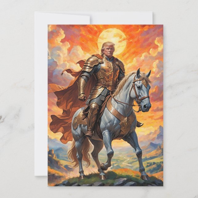 Heroic Trump Warrior in Golden Armor Invitation (Front)