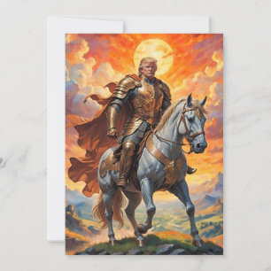 Heroic Trump Warrior in Golden Armor Invitation