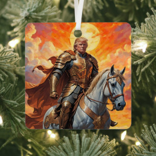 Heroic Trump Warrior in Golden Armor Metal Ornament