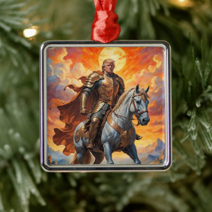 Heroic Trump Warrior in Golden Armor Metal Ornament