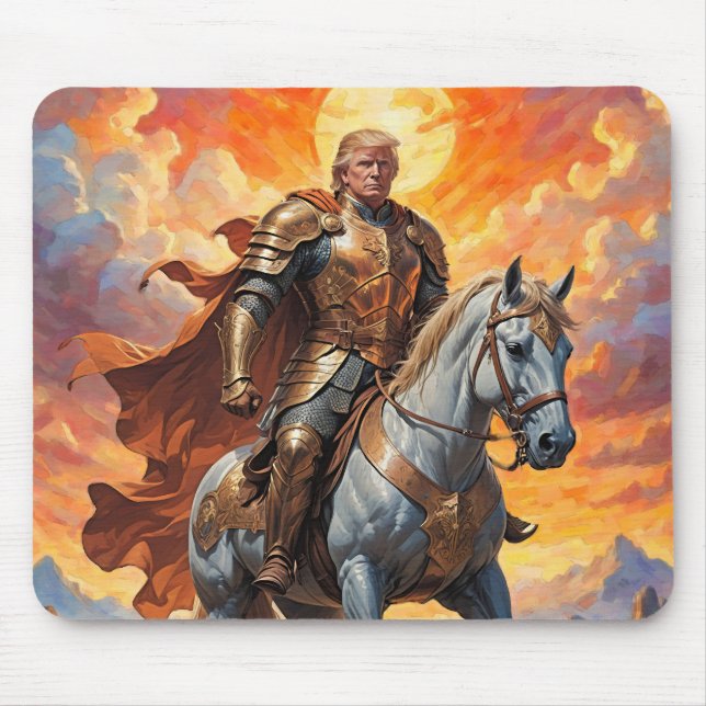 Heroic Trump Warrior in Golden Armor Mouse Pad (Front)