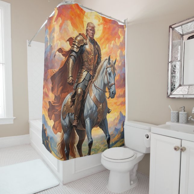 Heroic Trump Warrior in Golden Armor Shower Curtain (In Situ)