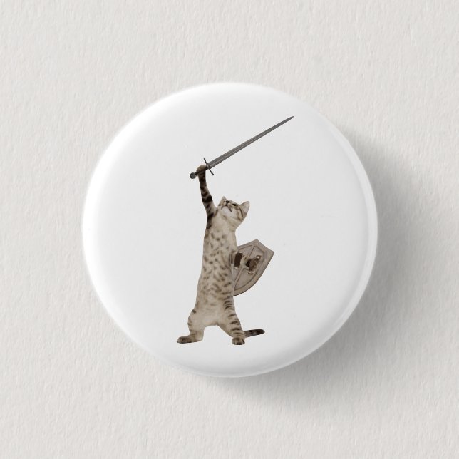 Heroic Warrior Knight Cat Button (Front)