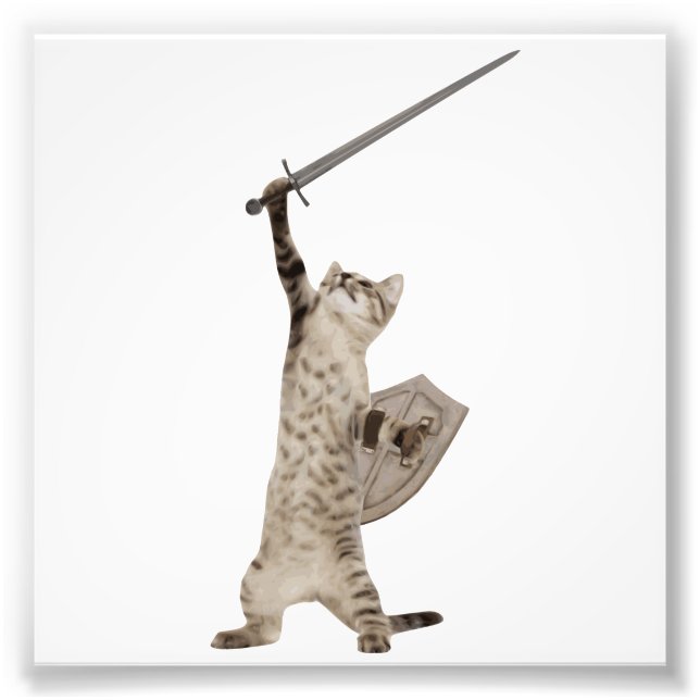 Heroic Warrior Knight Cat Photo Print (Front)