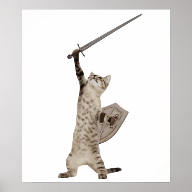 Heroic Warrior Knight Cat Poster (Front)