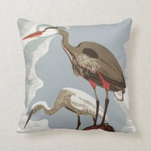 Heron And Egret Coastal Birds Throw Pillow