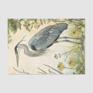Heron and Flowers Decoupage  Tissue Paper
