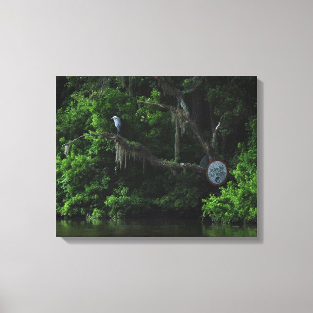Heron  and Lazy River Canvas Print (Front)