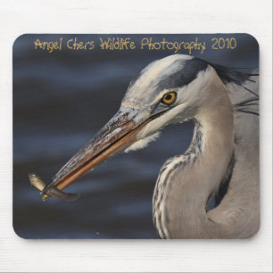 Heron And Minnow By Angel Cher, Angel Chers Wil... Mouse Pad