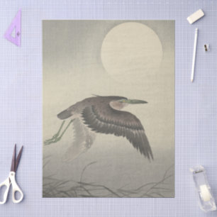 Heron At Full Moon by Ohara Koson Decoupage  Tissue Paper