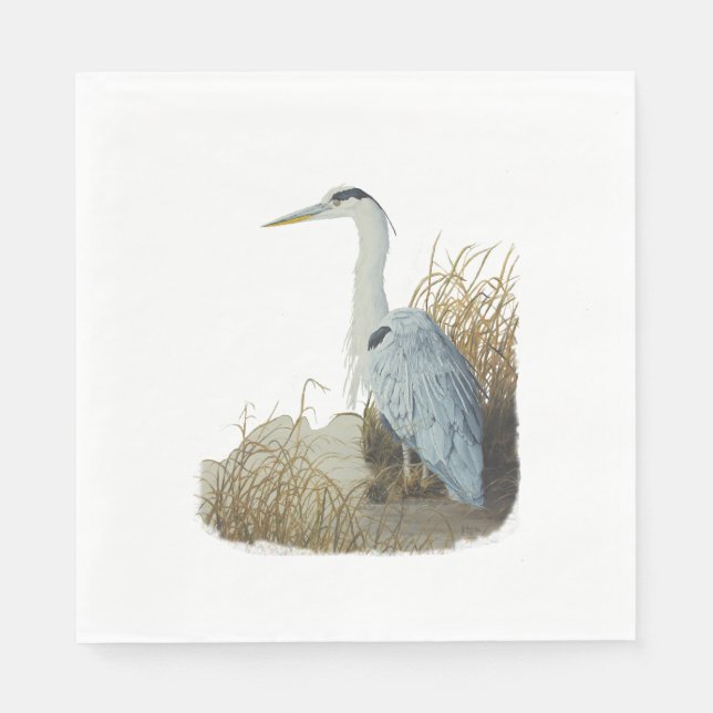 Heron At Marsh Edge Paper Napkins (Front)