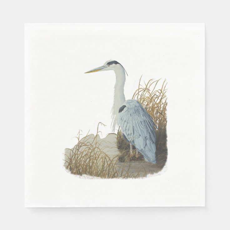 Heron At Marsh Edge Paper Napkins Zazzle