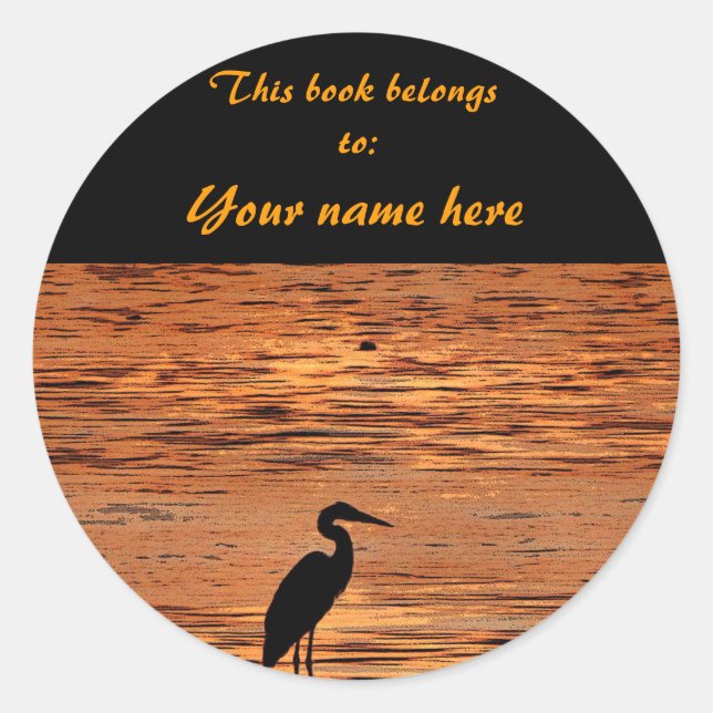 Heron at Sunset Bookplate (Front)