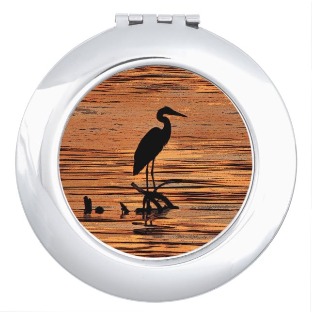 Heron at Sunset Cosmetic Mirror (Front)