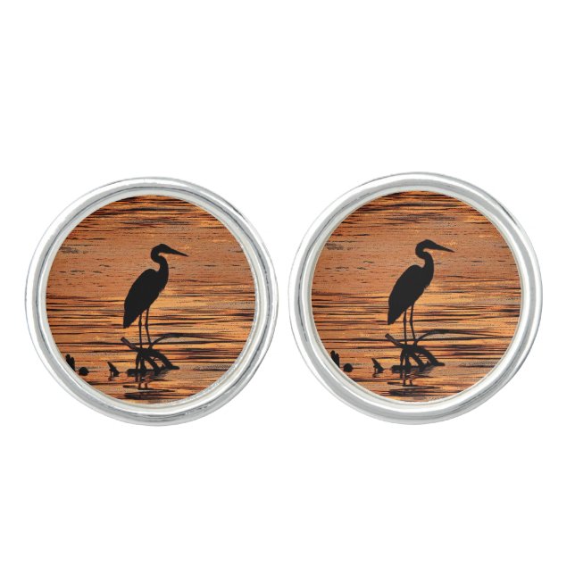 Heron at Sunset Cufflinks (Front)