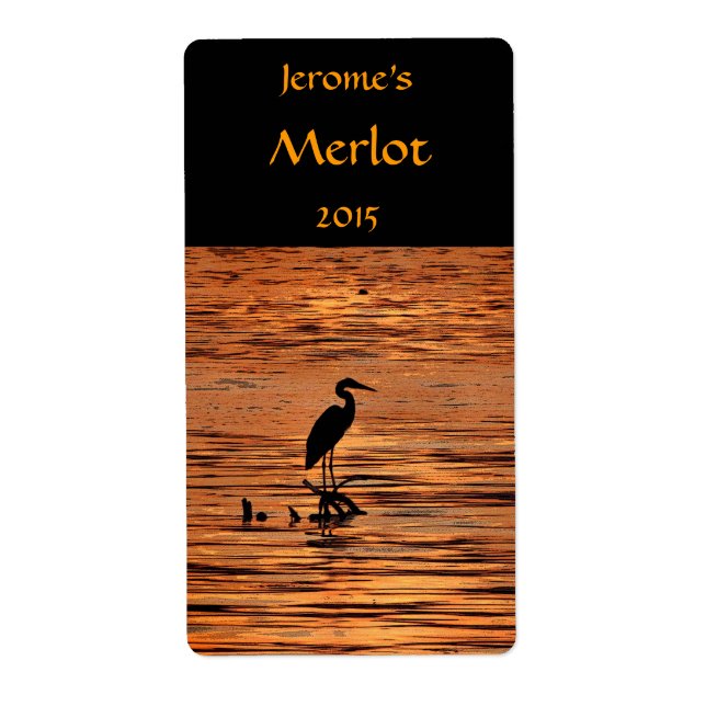 Heron at Sunset Wine Label (Front)