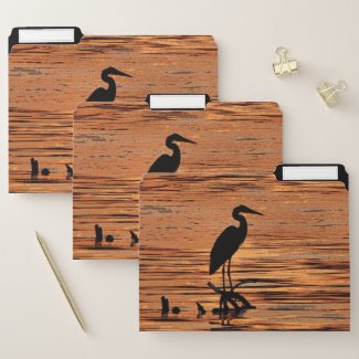 Heron Bird at Orange Sunset File Folder Set