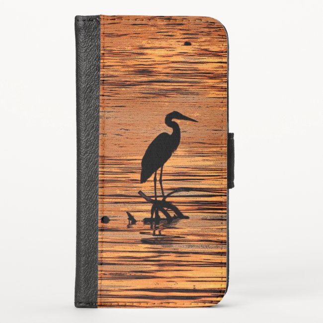 Heron Bird at Sunset iPhone X Wallet Case
