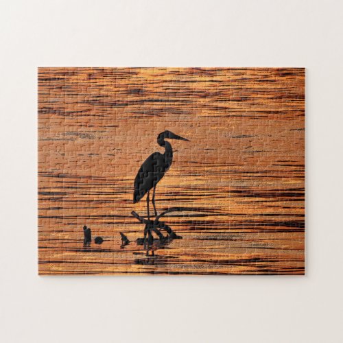 Heron Bird at Sunset Scenic Nature Puzzle