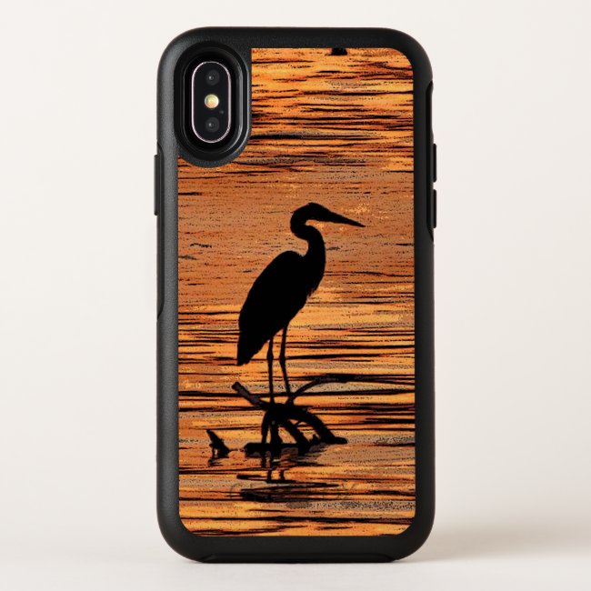 Heron Bird Orange Sunset OtterBox iPhone X Case