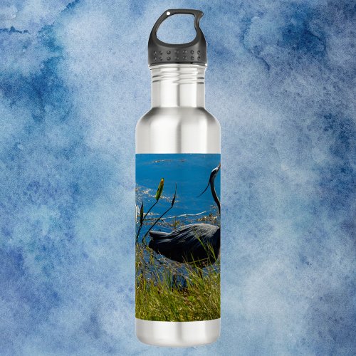 Heron Bird Posing Swamp Photograph Stainless Steel Water Bottle