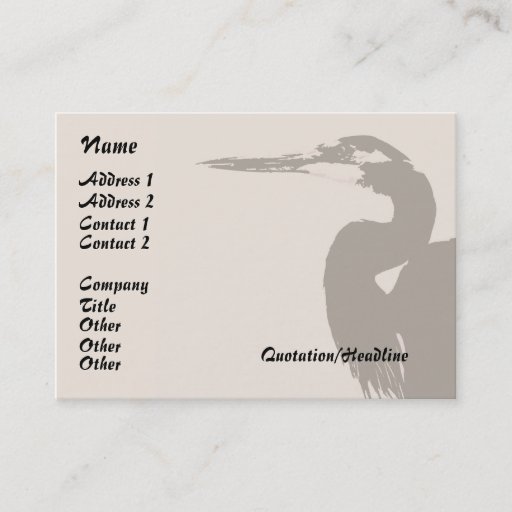 Customizable Heron Wildlife Business Card