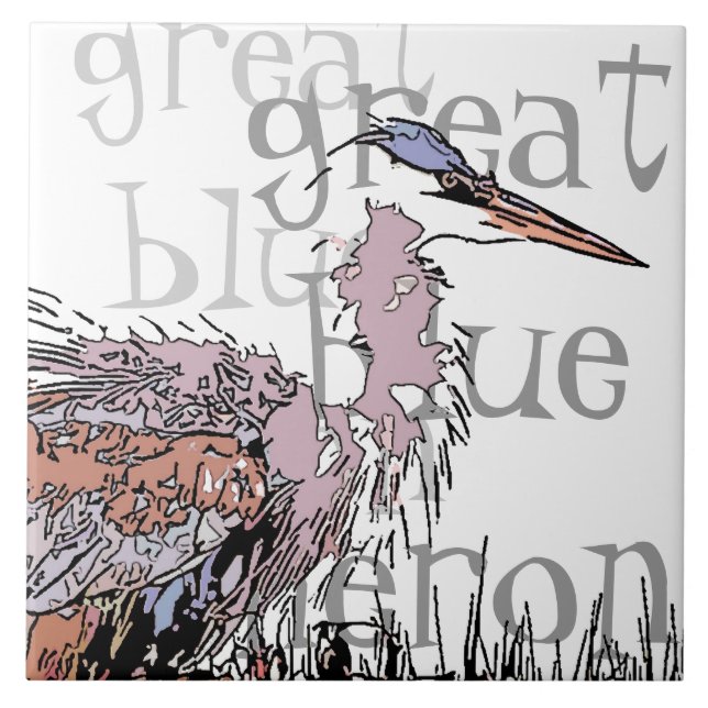 Heron Birds Wildlife Animals Tile (Front)