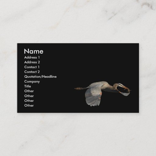 Customizable heron business card